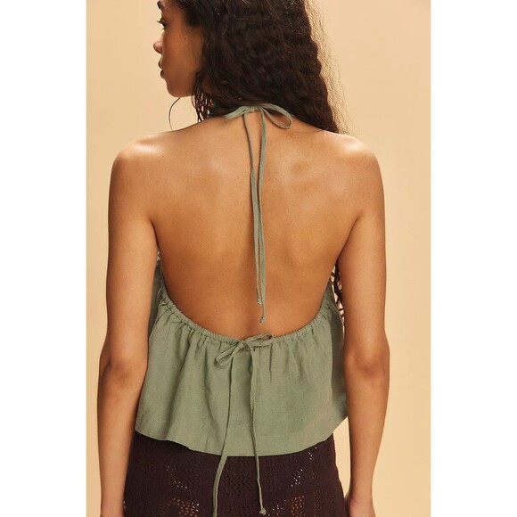 Free People Free-Est Melted Away Cotton-Linen Cropped Top Halter XS NEW 280688 - Picture 3 of 8